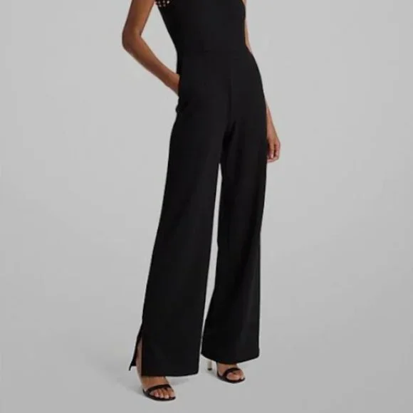 $165 retail-NWOT-Michael Kors Astor Women's Black Crepe Jumpsuit - Size M PETITE - Picture 3 of 16